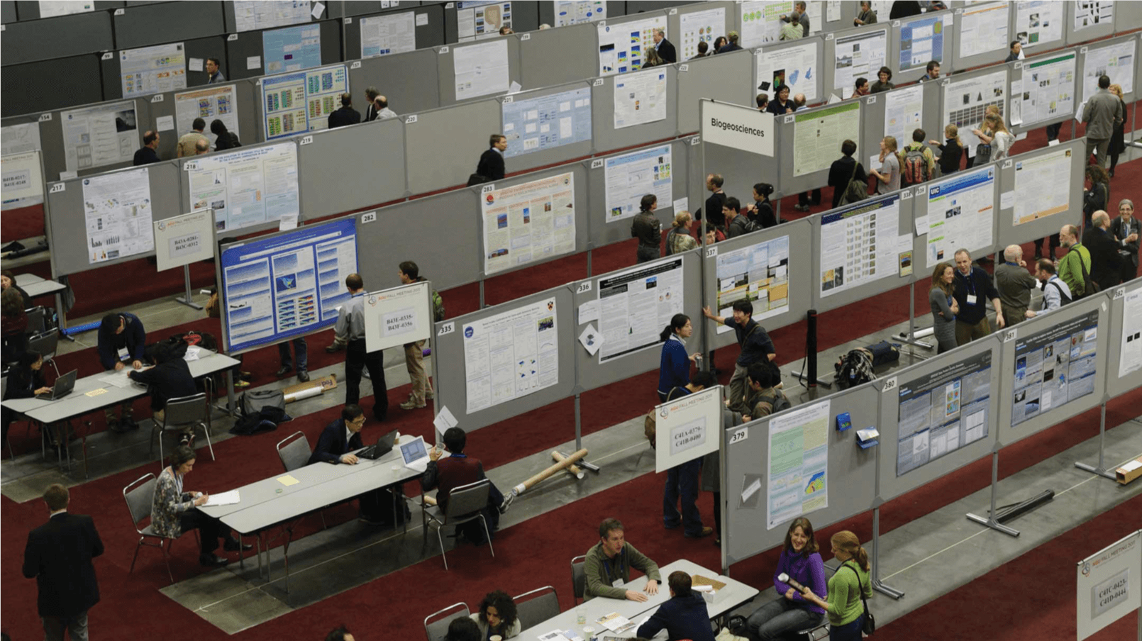 Birds eye view of poster board session